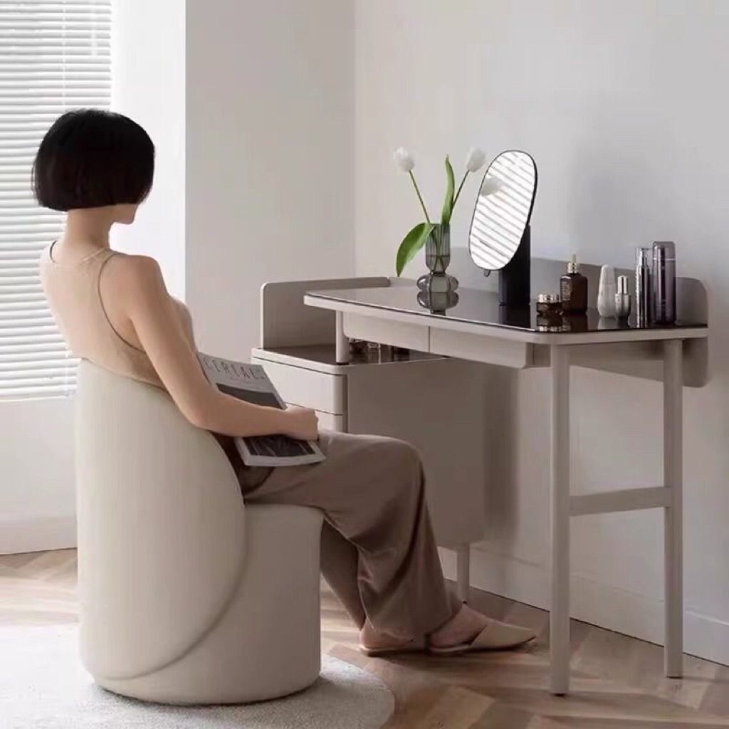 Ghế trang điểm xoay cho phòng ngủ, ghế trang điểm tại nhà, ghế trang điểm tròn, ghế có tựa lưng, ghế