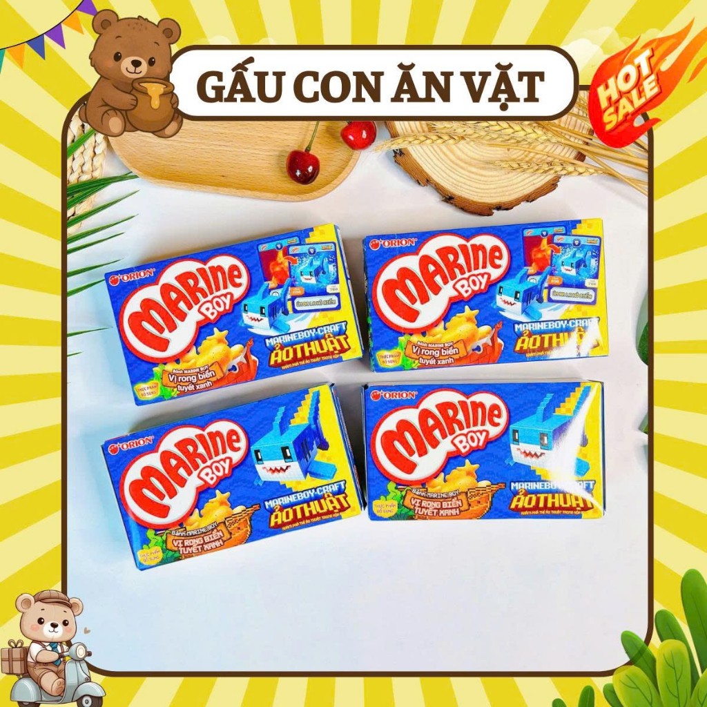 Combo 5 hộp bánh cá Marine Boy Orion Vị Rong Biển, Snack bim bim Cá Marine Boy 35G, đồ ăn vặt