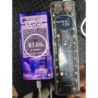 box sạc dự phòng 45w  có super vooc sạc nhanh 45w cho các dòng điện thoại trong suốt lắp 8 pin 18650 ko cần đóng pin