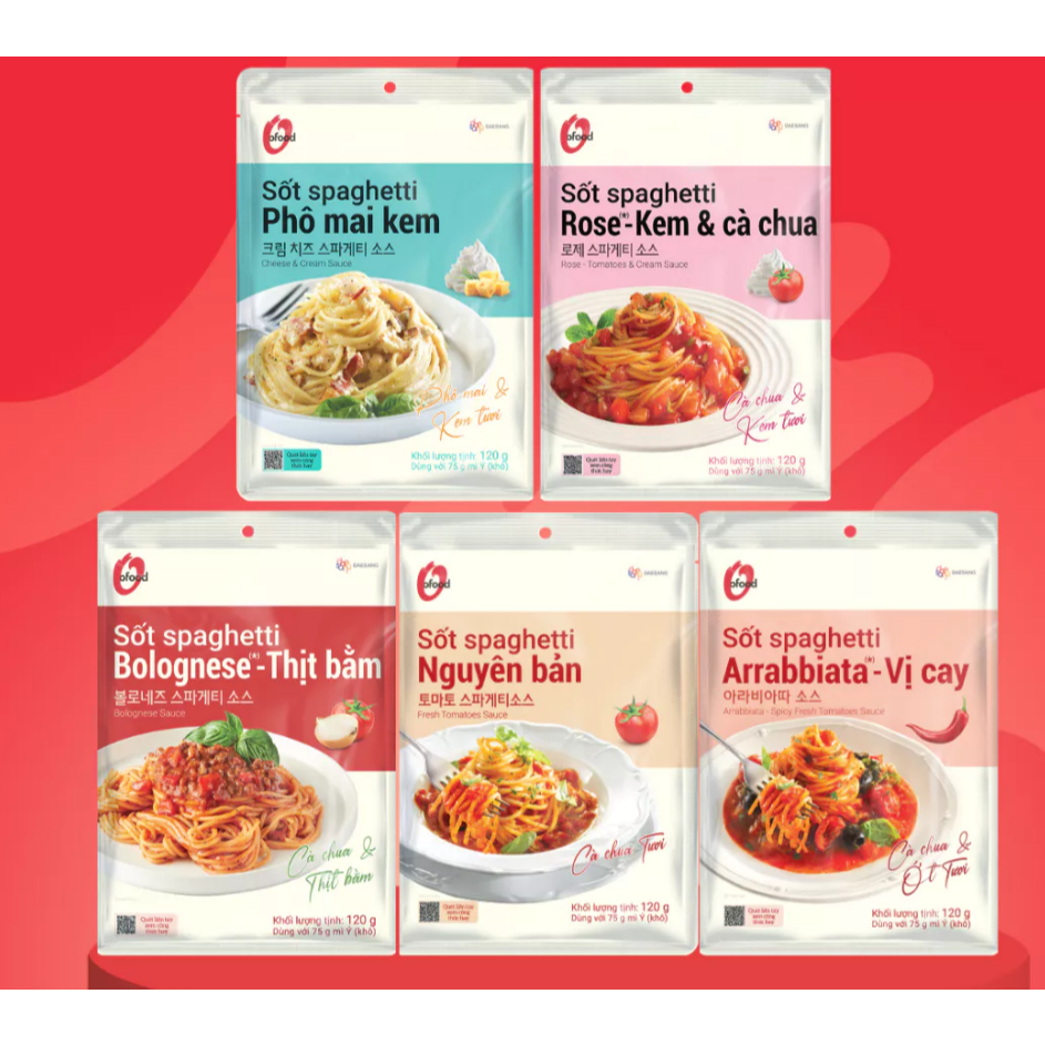 [combo 5] Sốt mỳ Ý Spaghetti OFood đủ 5 vị (gói 120g)