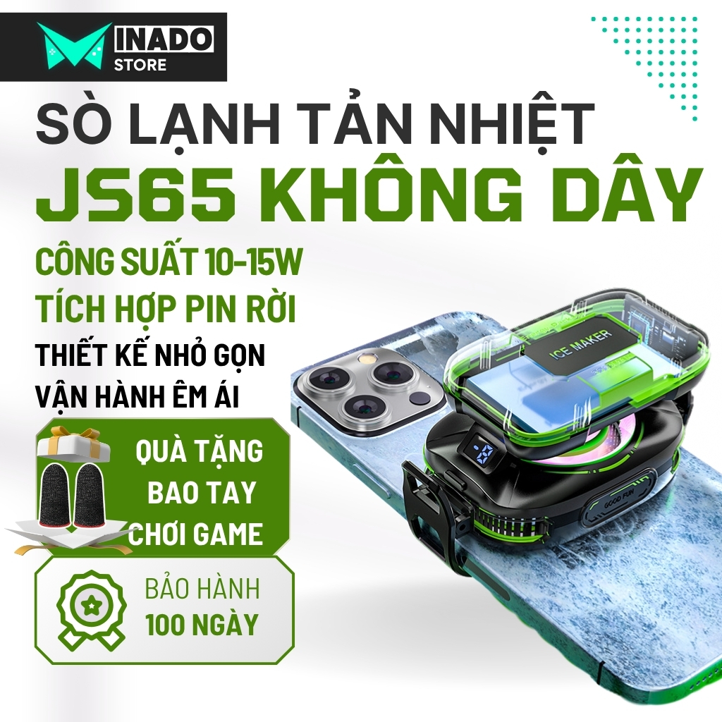 Quạt tản nhiệt sò lạnh không dây JS85, sò lạnh tản nhiệt dùng pin JS85 - MINADO