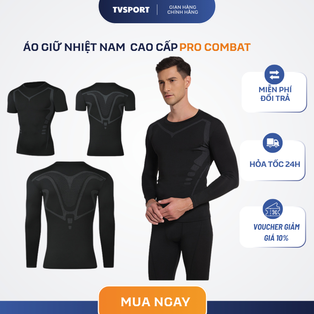 Áo Giữ Nhiệt Dài Tay Cao Cấp Pro ComBat , Áo Giữ Nhiệt Thể Thao Tập Gym Bóng Đá - TVSPORT.