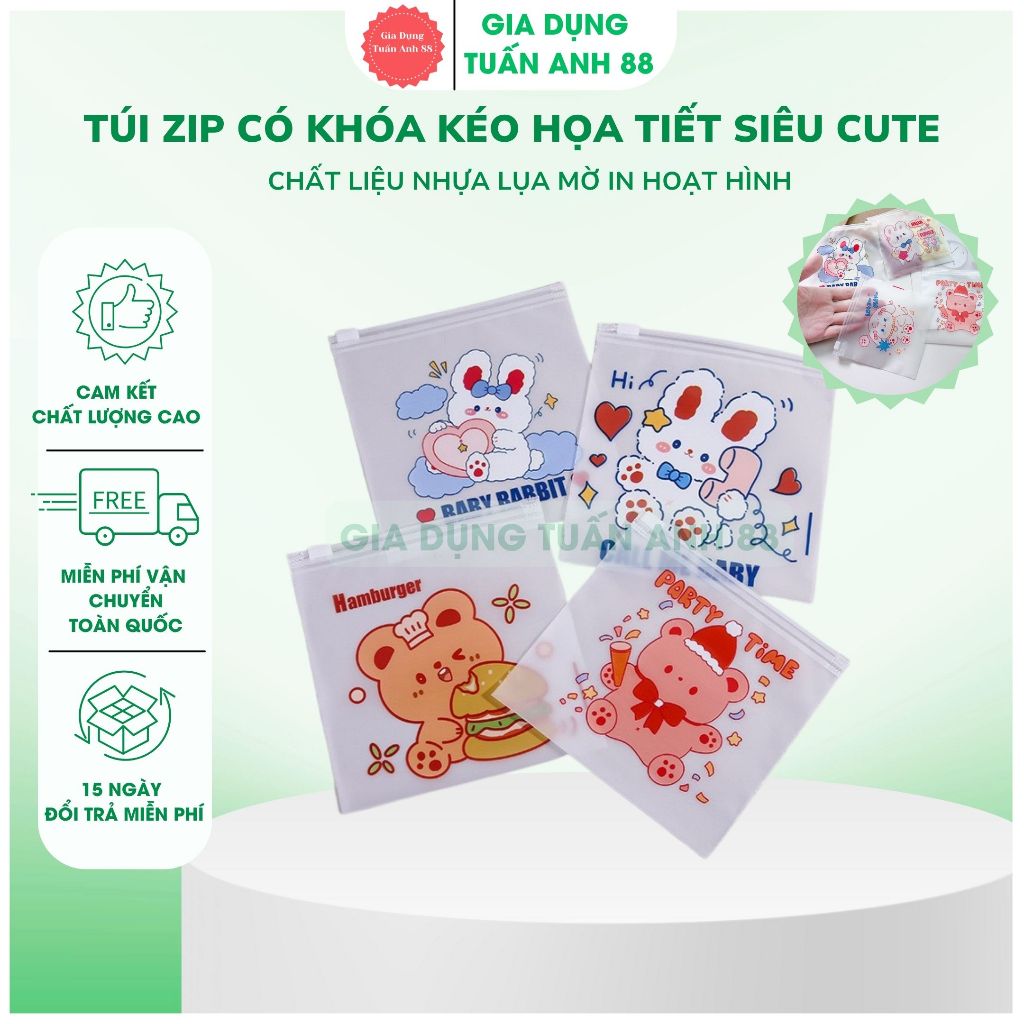 Túi zip có khóa kéo họa tiết siêu cute, túi đựng mini siêu tiện lợi - GDTA88