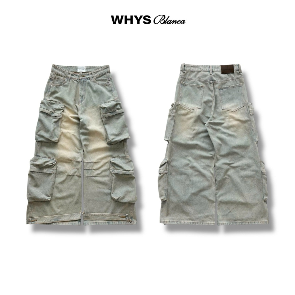 WHYS JEANS BAGS - Quần jeans túi hộp Whys blanca.