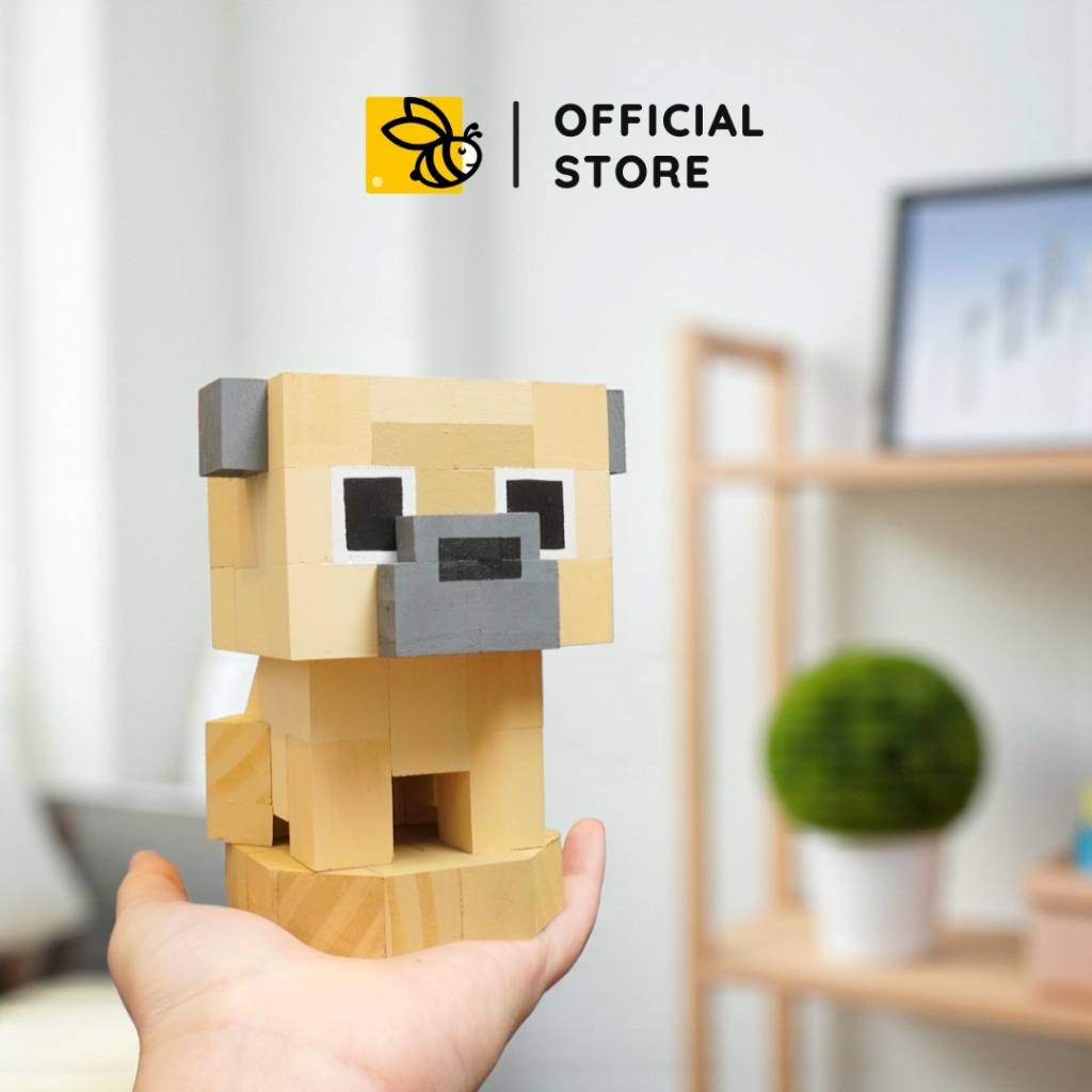 Mô Hình Chó Pug, Chó Bull Pháp, English Bull Anh, Bulldog - Làm Thủ Công Bằng Gỗ, Dog Figure, Pixel 