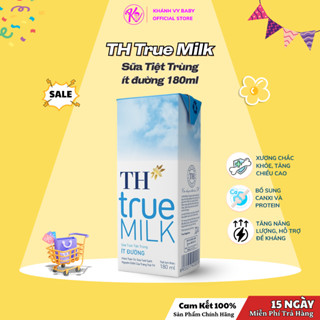  Sữa tươi tiệt trùng TH True Milk ít đường hộp 180ml  lốc 4 hộp  
