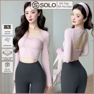  Áo Tập Yoga Gym Phối Lưới Ôm Body Dài Tay Thể Thao Nữ Co Giãn Thoáng Mát Solo Sportswear 2010 