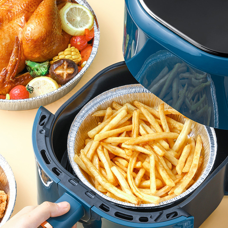 Set 10 khay bạc tròn dùng cho nồi chiên không dầu, chịu nhiệt đa năng tiện lợi khi nấu nướng