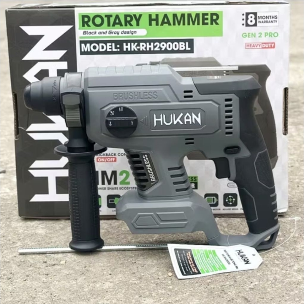 Máy khoan bê tông pin Hukan RH2900BL Lực đập 2.8j Động cơ nguyên khối