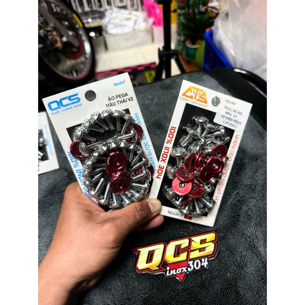 Full ốc áo mẫu bông ,v2, v3 cho xe điện Pega,cap a kèm lông đền đỏ