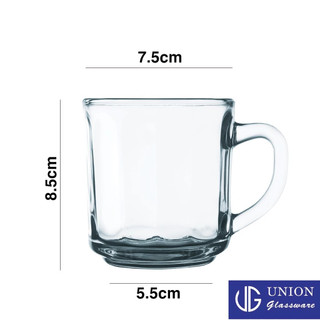 6 Cái Ly Thuỷ Tinh UG 345 295ml Thái Lan, sọc quai cầm chuyên dùng uống trà