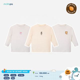  Áo giữ nhiệt cho bé Mompa dài tay 6 tháng - 3 tuổi vải Modal thấm hút cổ 3 phân DQ 0236 0238 
