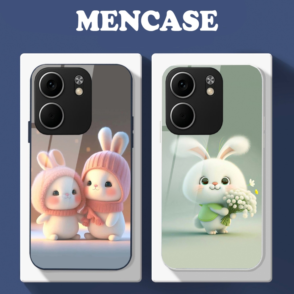 Ốp lưng cho OPPO A5X mặt kính in hình gấu dễ thương