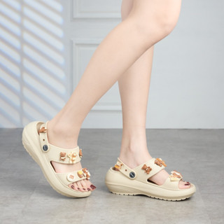  Dép nữ MWC 8431 - Dép Nữ 2 Quai Ngang Đế Cao Hack Dáng Kèm Sticker Hoạt Hình Siêu Cute 