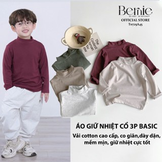 Áo giữ nhiệt cổ 3p cho bé trai bé gái Bernie cotton cao cấp - Áo dài tay thu đông bé trai 9-26kg - T0725A45 