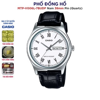 Đồng hồ nam dây da casio chính hãng anh khuê mtp-v006l-7budf