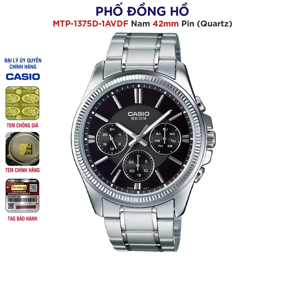 Đồng hồ nam dây kim loại Casio chính hãng Anh Khuê MTP-1375D-1AVDF