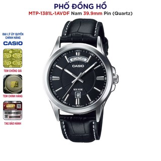 Đồng hồ nam dây da casio chính hãng anh khuê mtp-1381l-1avdf