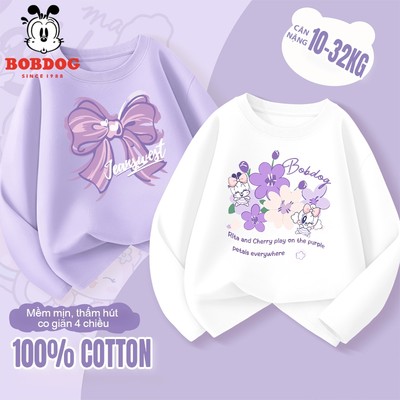Áo thun dài tay bé gái BOBDOG  in hình cute cổ tròn chất liệu cotton mềm nhẹ thoáng mát cho bé