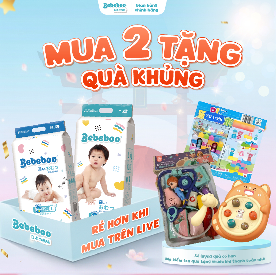 COMBO 2 BỊCH Tã Bỉm Dán/Quần BEBEBOO Nhật Bản Chính Hãng,Thấm Hút Tốt,Đủ Size