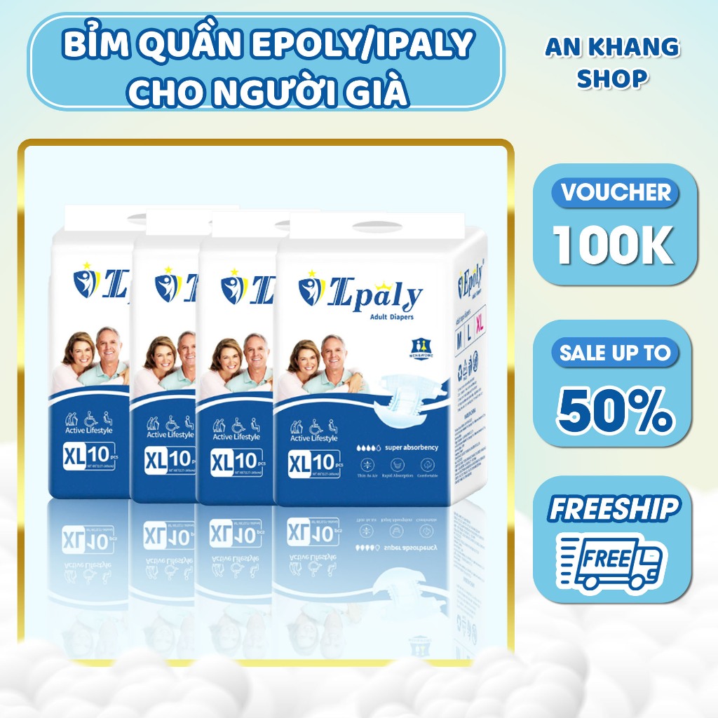 BỈM QUẦN EPOLY/IPALY CHO NGƯỜI GIÀ 50/100 MIẾNG GIÁ HỢP LÝ, TIỆN DỤNG SỬ DỤNG.