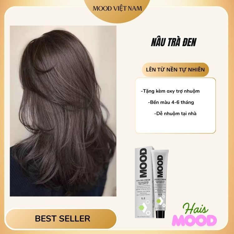 Thuốc Nhuộm Tóc Mood(5.82) Màu NÂU TRÀ ĐEN Không Tẩy-MOOD VIỆT NAM