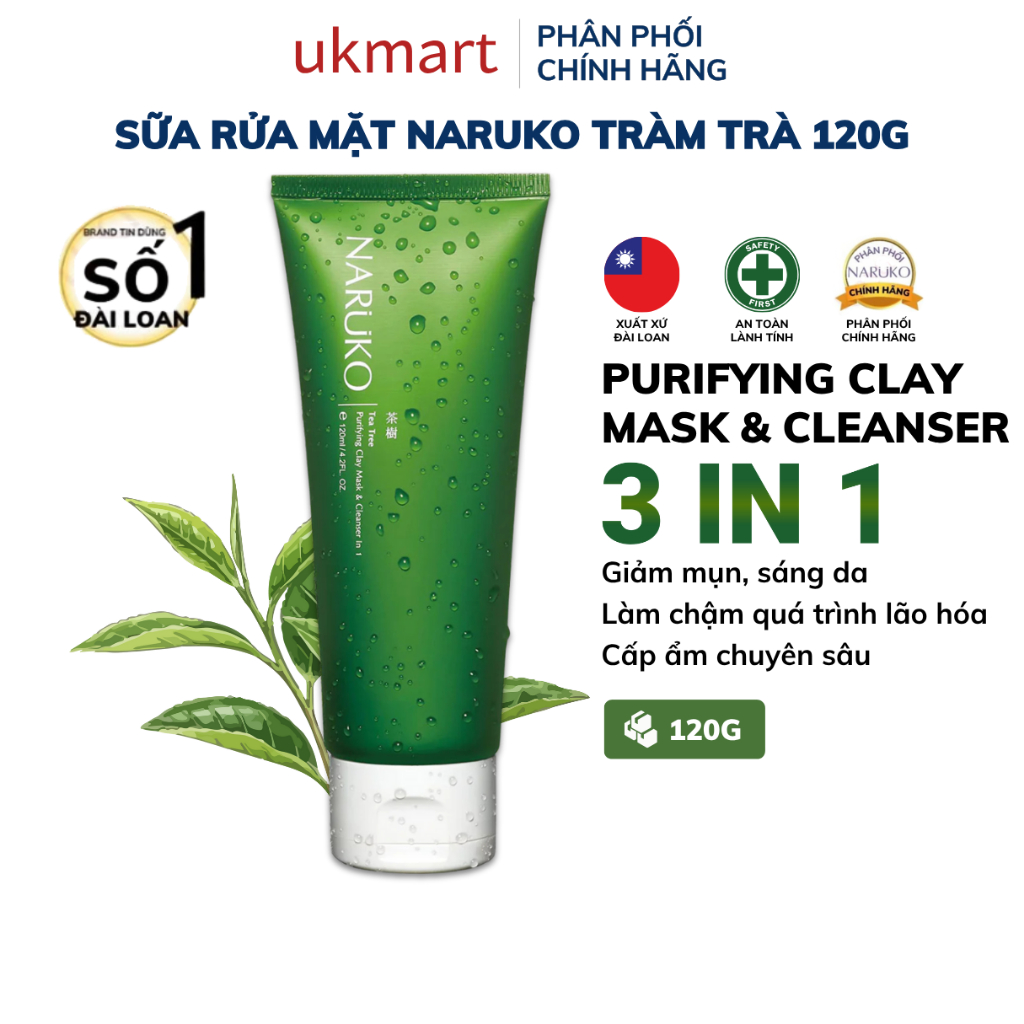Sữa Rửa Mặt Naruko Trà Tràm Dạng Bùn Naruko Tea Tree Purifying Clay Mask and Cleanser in 1 120 gr