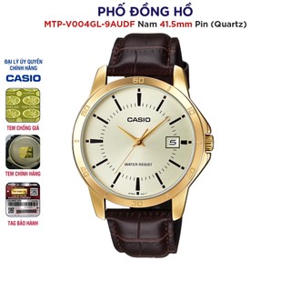 Đồng hồ nam dây da casio chính hãng anh khuê mtp-v004gl-9audf