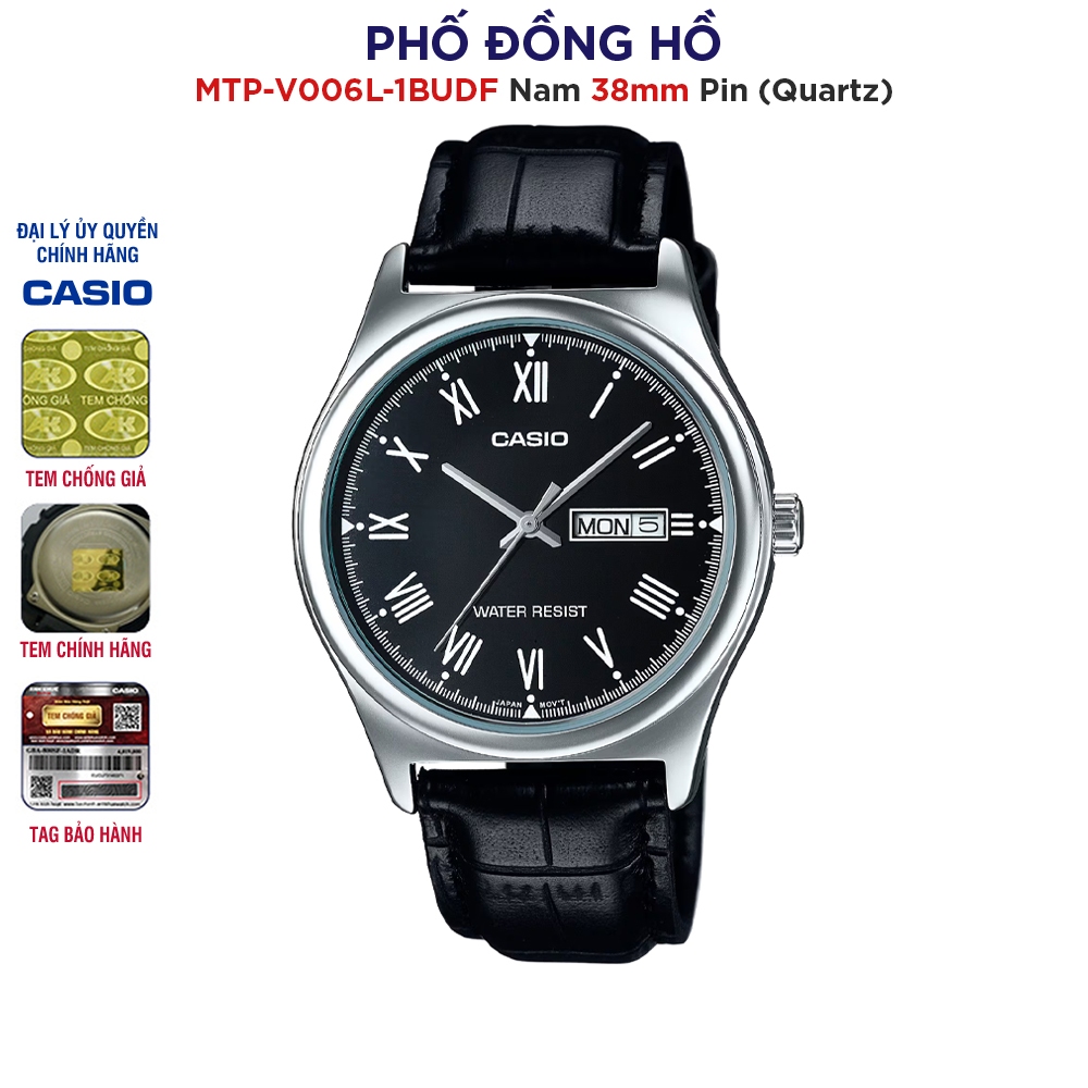 Đồng hồ nam dây da Casio chính hãng Anh Khuê MTP-V006L-1BUDF