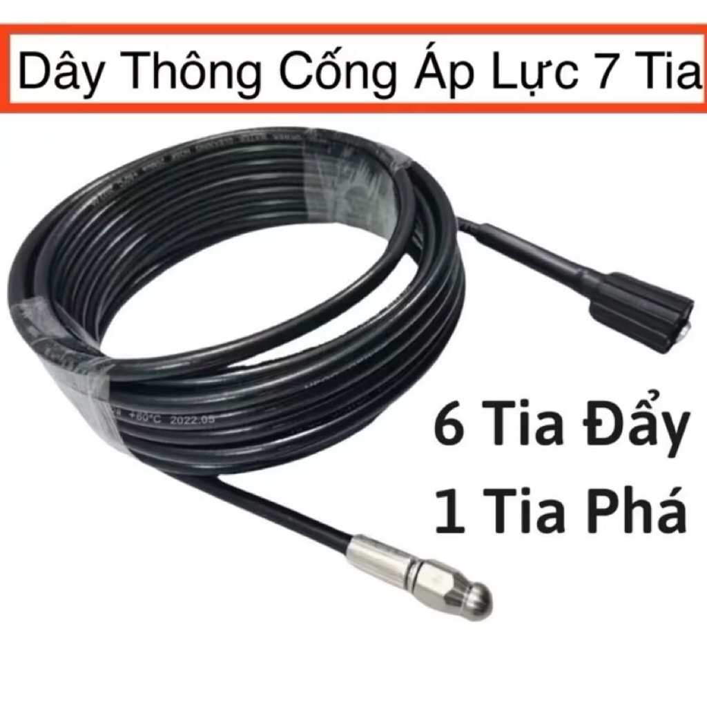 Dây Thông Tắc Cống Bằng Áp Lực Nước - Nắp Máy Rửa Xe Cao Áp Dài 10M -15M -20M .Cuộn Dây Thông Tắc Cống