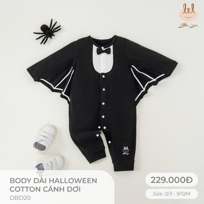 Bộ body dài Hallowen cotton cánh dơi dành cho bé LIl LITTLE LOVE (DBD20)