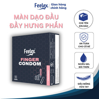  Bao cao su ngón tay Feelex Finger nhiều gel bôi trơn hương dâu ngọt ngào an toàn chân thật - hộp 12 chiếc 