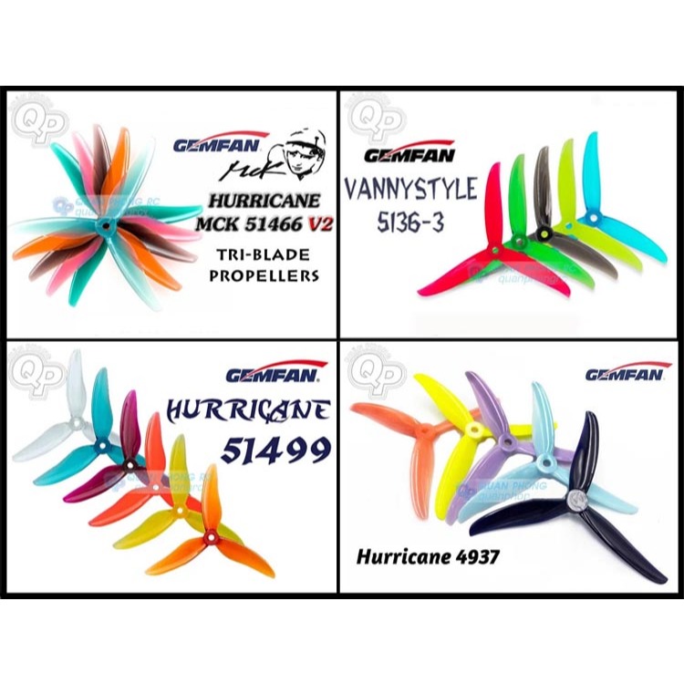 2 Cặp Cánh 3 Lá 5 inch GEMFAN 4937 / 5136 / 51466 / 51499