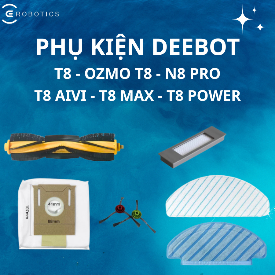 Phụ kiện Robot hút bụi Ecovacs T8 Aivi Max Power, T9 Max Power, N8 Pro, N10 _ Phụ kiện thay thế