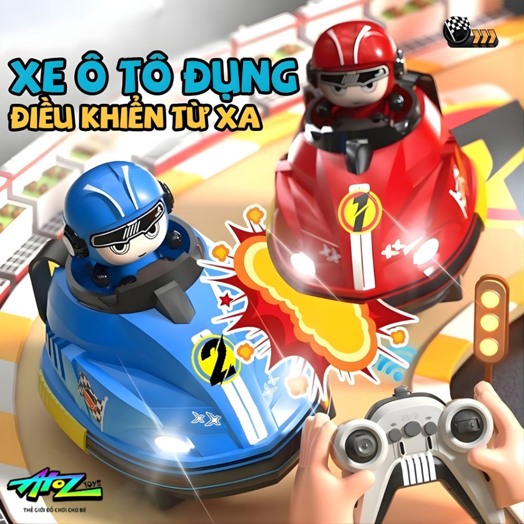 Xe Oto Điều Khiển Từ Xa RC2.4GHZ, Xe Đụng Gokart Xoay 360° Đồ Chơi Nhóm Cho Các Bé Chơi Chung Quà Tặ
