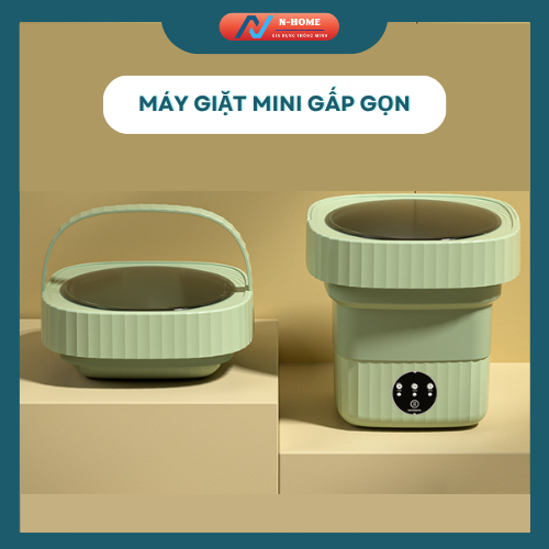 Máy Giặt Mini Cầm Tay Gấp Gọn Giặt Đồ Lót, Tất, Quần Áo Trẻ Em Tự Vắt Và Khử Khuẩn Hiệu Quả