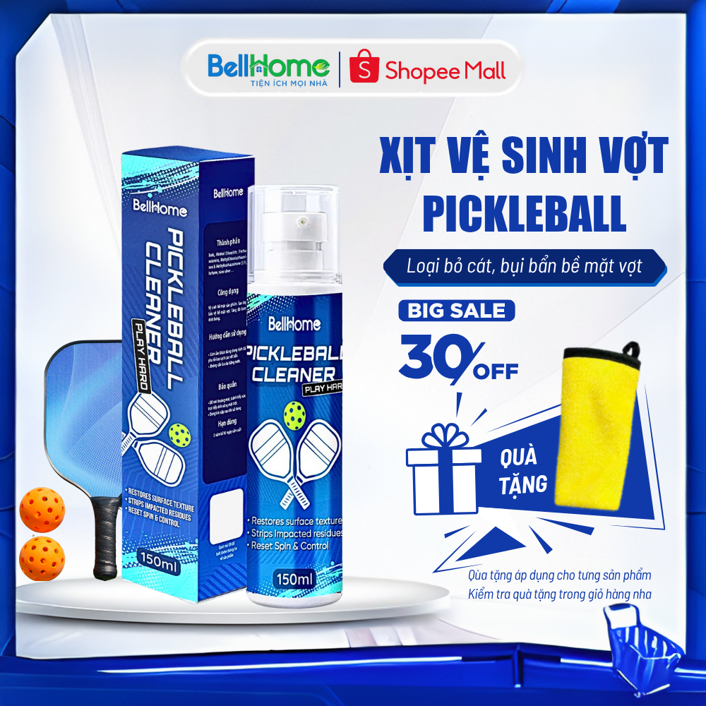  Xịt vệ sinh vợt Pickleball BellHome 150ml Khử mùi Kháng khuẩn Làm sạch nhanh Bảo vệ vợt bền đẹp 