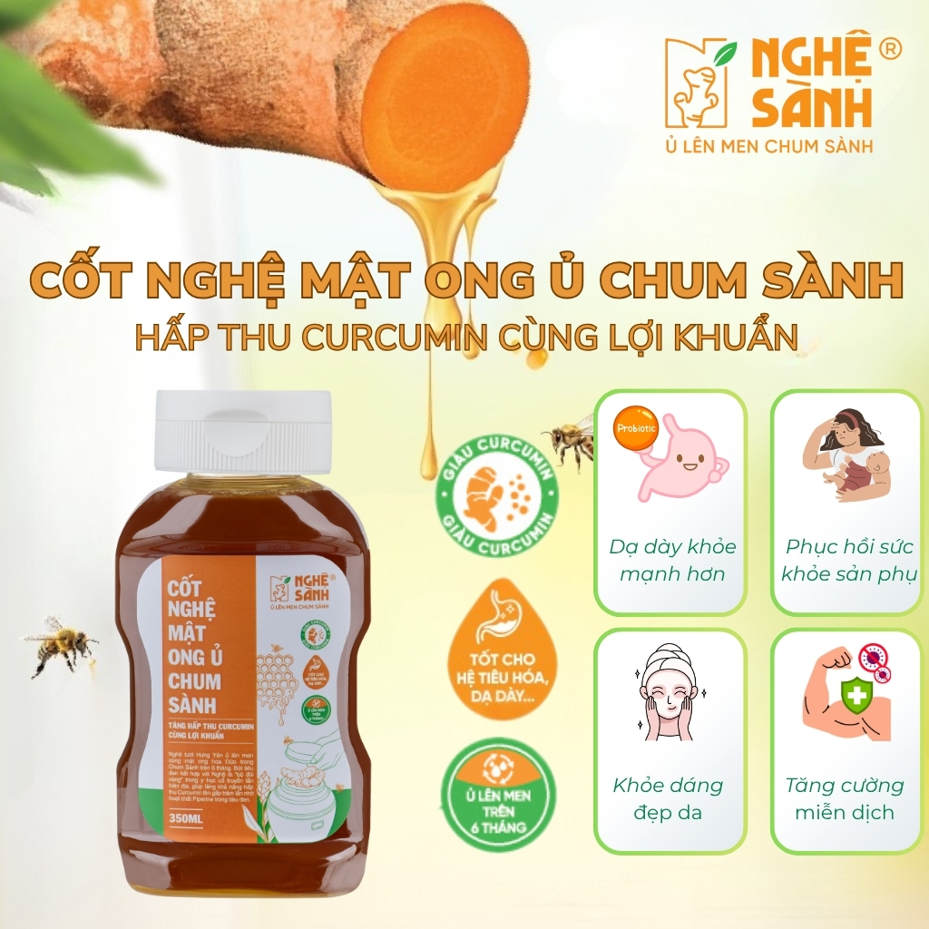 Cốt Nghệ Sành ủ mật ong giàu curcumin giúp tăng cường miễn dịch chai 350ml