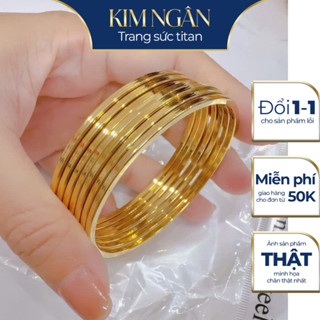    KHÔNG KHÓA   Vòng ximen Titan -2 Ly -VUÔNG  TRƠN  vàng  - vòng tay nữ không gỉ thiết kế tinh tế ,trang sức titan 