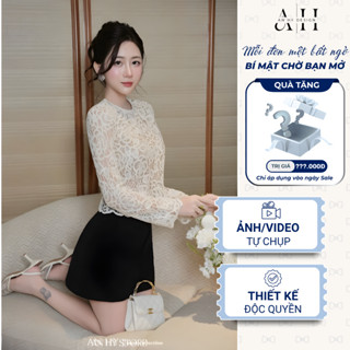  Áo kiểu thiết kế ren kem lót hoa trà tôn dáng tiểu thư sang chảnh An Hy AH346 