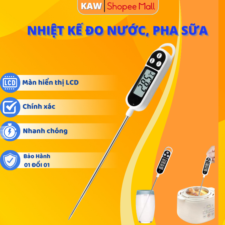 Nhiệt Kế Nấu Ăn, Pha Sữa KT300, An Toàn, Đo Nhanh, Độ Chính Xác Cao, BH 01 Đổi 01