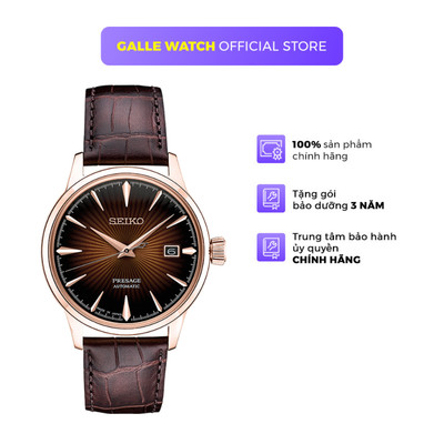 Đồng hồ cơ nam Seiko SRPB46J1 kính Hardlex cứng cáp dây da đeo tay chống nước 5ATM caocấp chính hãng