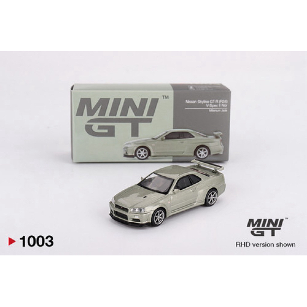 Xe mô hình Mini GT 1:64 Nissan GT-R (R34) V-Spec II Nür Millenium Jade