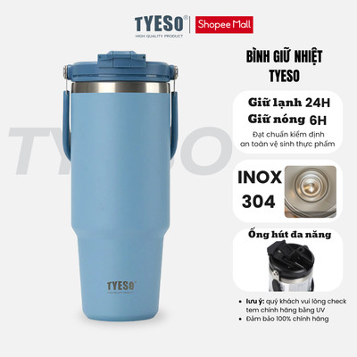 Ly giữ nhiệt TYESO mẫu mới bằng thép không gỉ 304 tay cầm công thái học chống tràn giữ nhiệt 12h