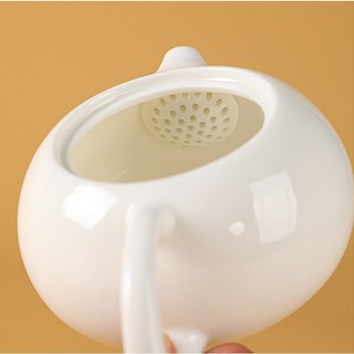 Bộ Ấm Chén Pha Trà Bằng Sứ Trắng Bạch Định Dáng Ấm Tây Thi