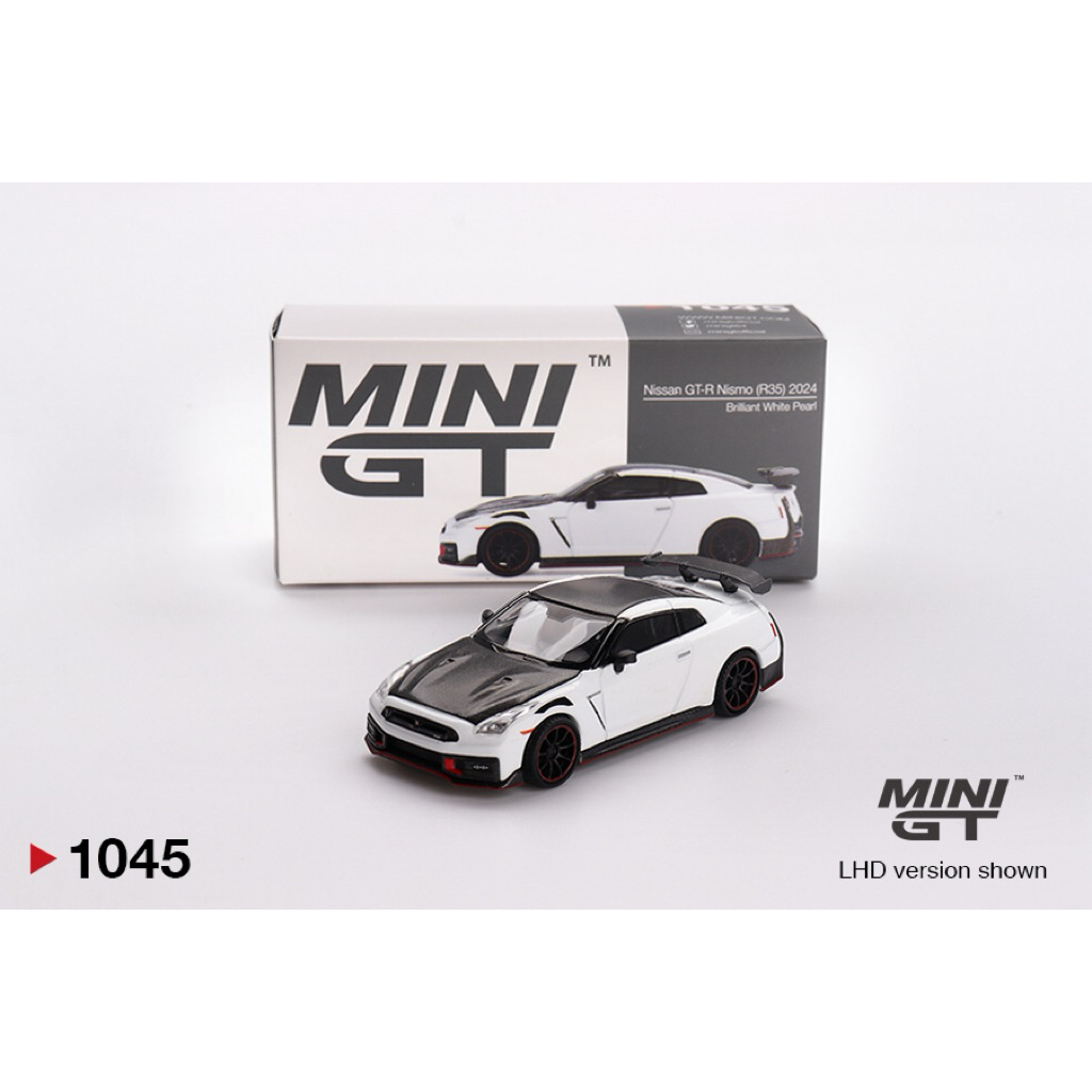 Xe mô hình Mini GT 1:64 Nissan Skyline GT-R R35 Nismo 2024 Brilliant White Pearl