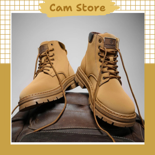 Giày nam cổ cao Boost cao bồi G75  - phong cách Retro Hàn Quốc - Da cao cấp - Cam Store