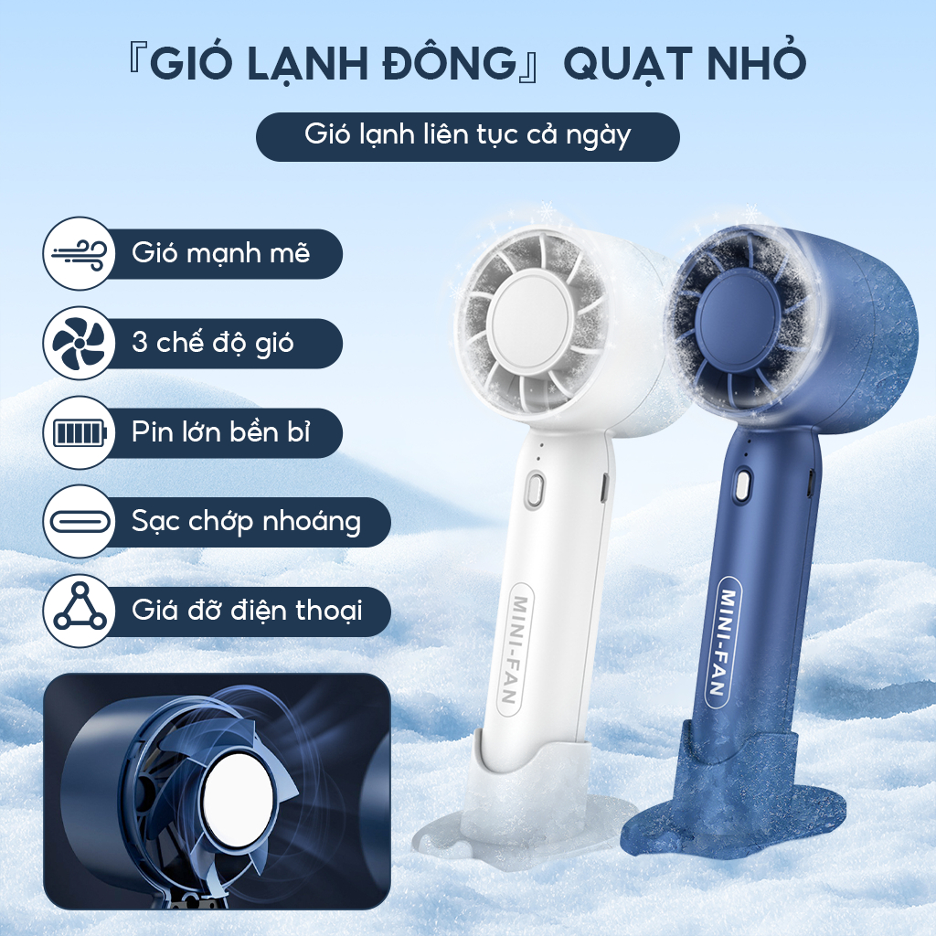 Quạt Cầm Tay Mini T10 Siêu Mát, Với 3 Tốc Độ Gió Làm Giá Đỡ Điện Thoại Lại Pin Khủng Có Thể Sạc Nhiều Màu Sắc