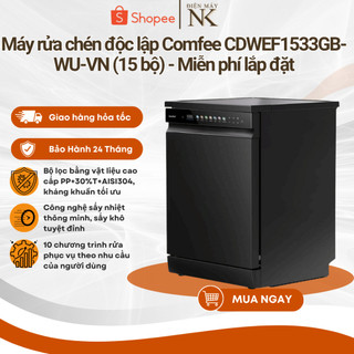 [MIỄN PHÍ CÔNG LẮP] Máy rửa chén thông minh Comfee CDWEF1533GB-WU-VN - 15 bộ - Bảo hành 24 tháng