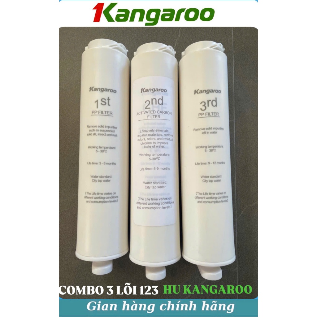 Combo 3 Lõi Lọc Thô 123 HU Kangaroo Dành Cho Model Máy KG100HU, KG100HU,KG100MED KG100EED, KG-Y1MED,
